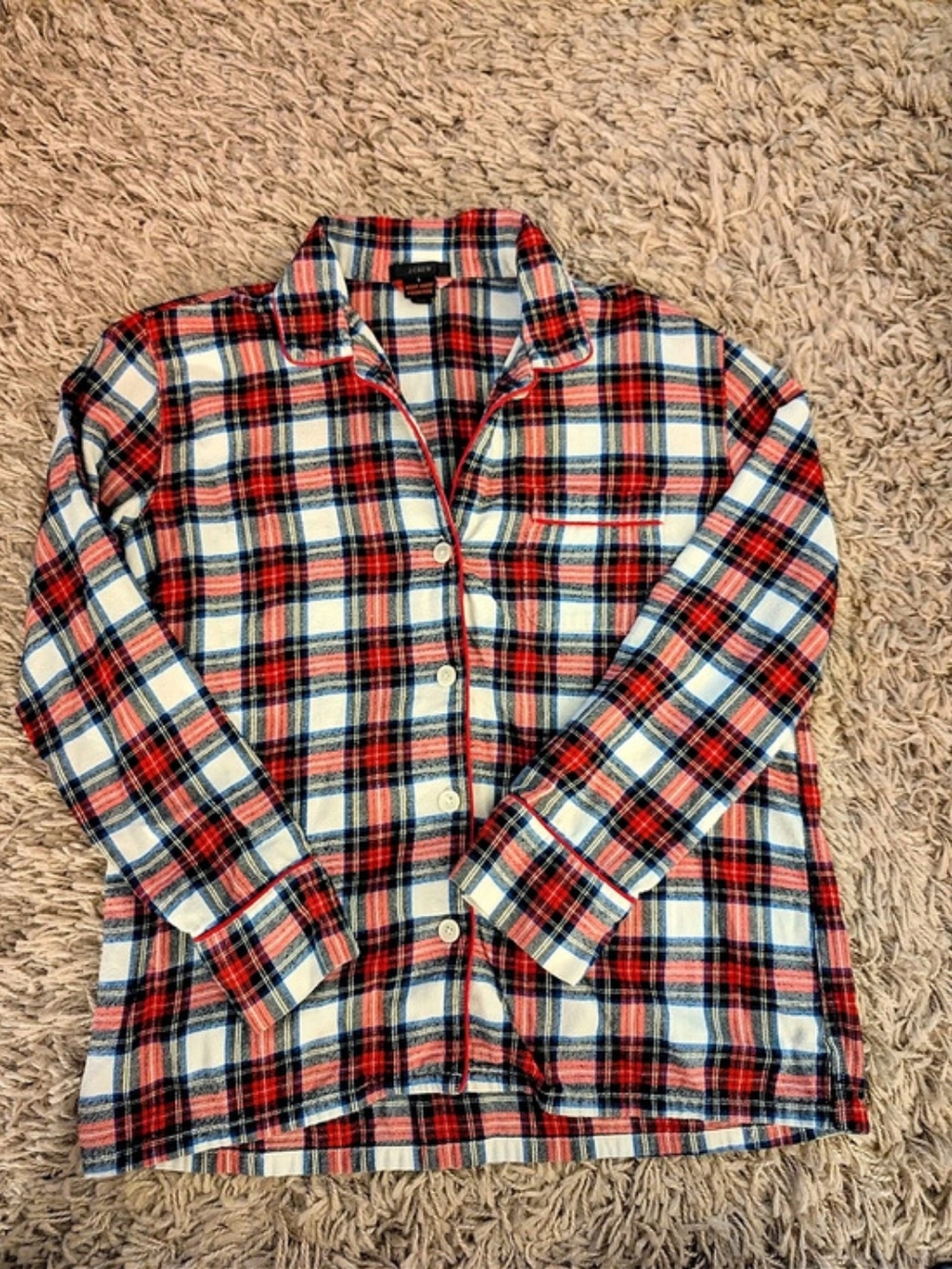 J.Crew HO17 Plaid Flannel Pajama Top Size S 100% Cotton